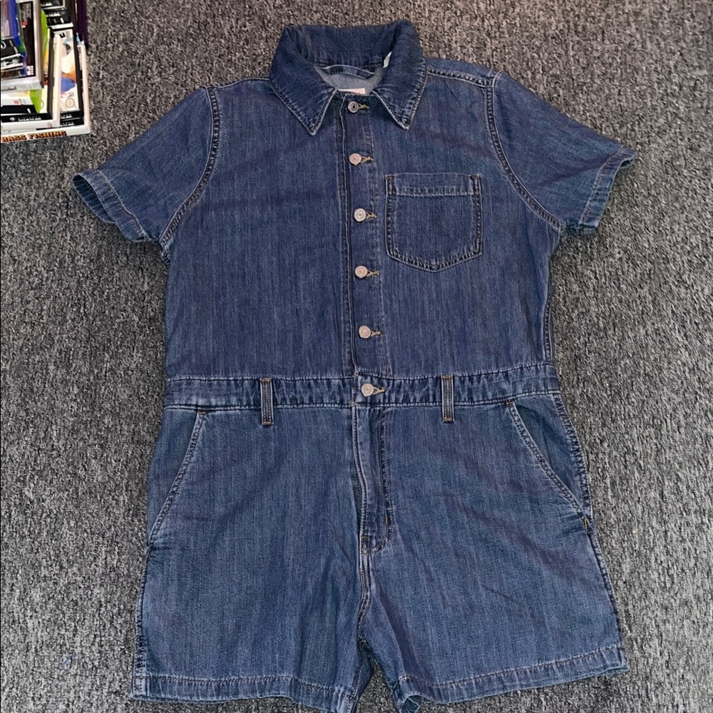 Women’s Levi’s Collared Button Down Denim Romper - Picture 2 of 9